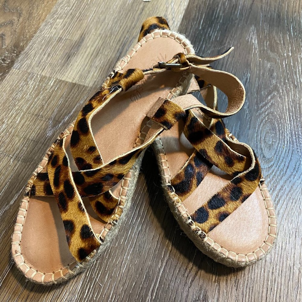 Madewell The Malia Espadrille Sandal in Leopard Calf Hair